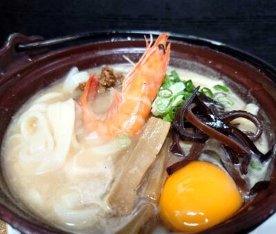 県産里芋の豆乳ムース、はだか麦餡