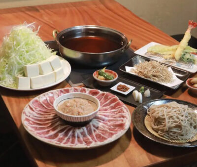 芋豚のネギしゃぶ＋天ぷらコース