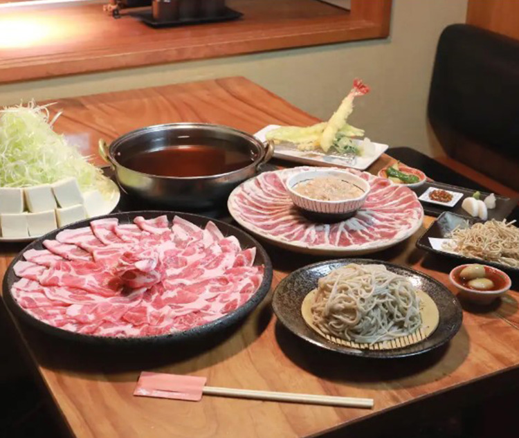 鴨と芋豚のネギしゃぶ＋天ぷらコース